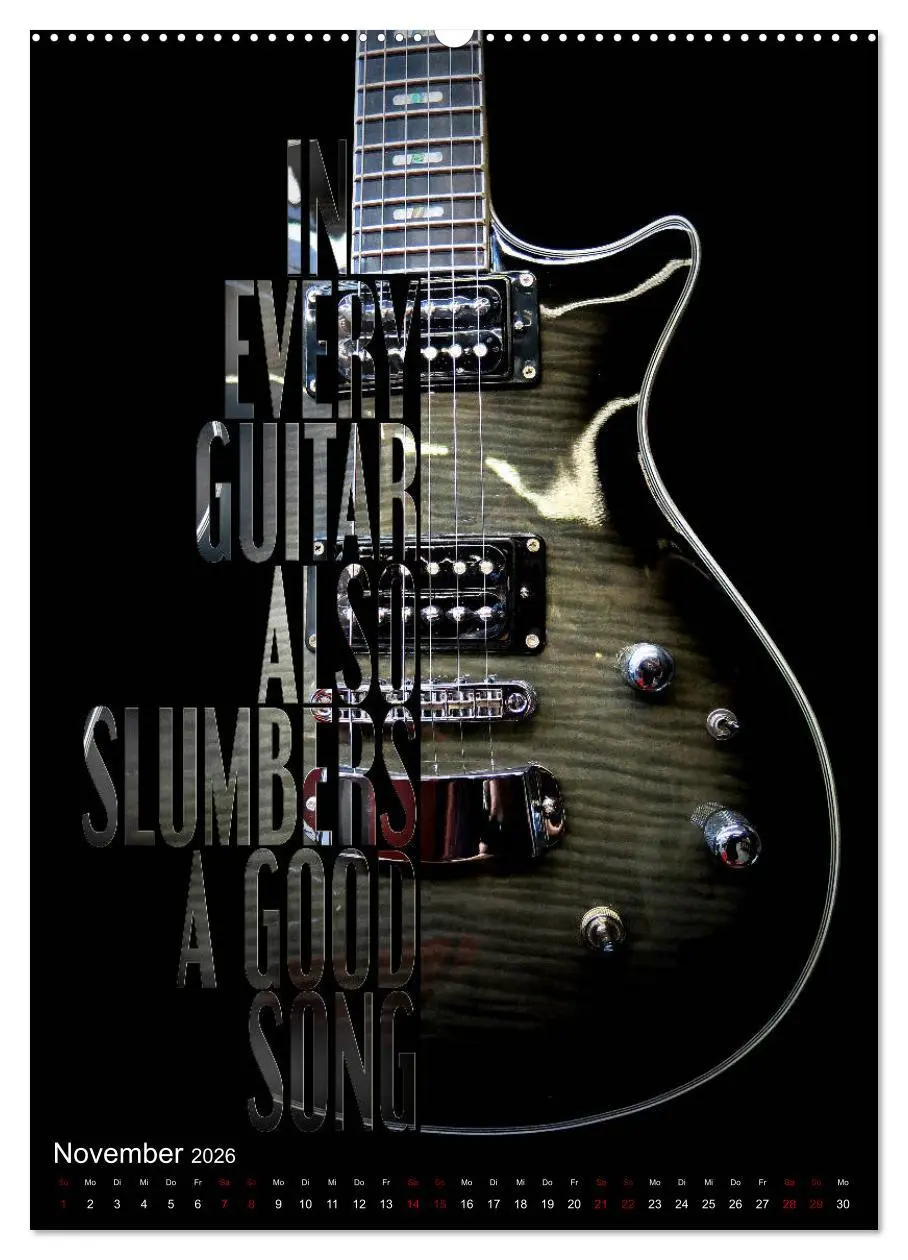 Bild: 9783516411645 | Rockgitarren Textposter (Wandkalender 2026 DIN A2 hoch), CALVENDO...