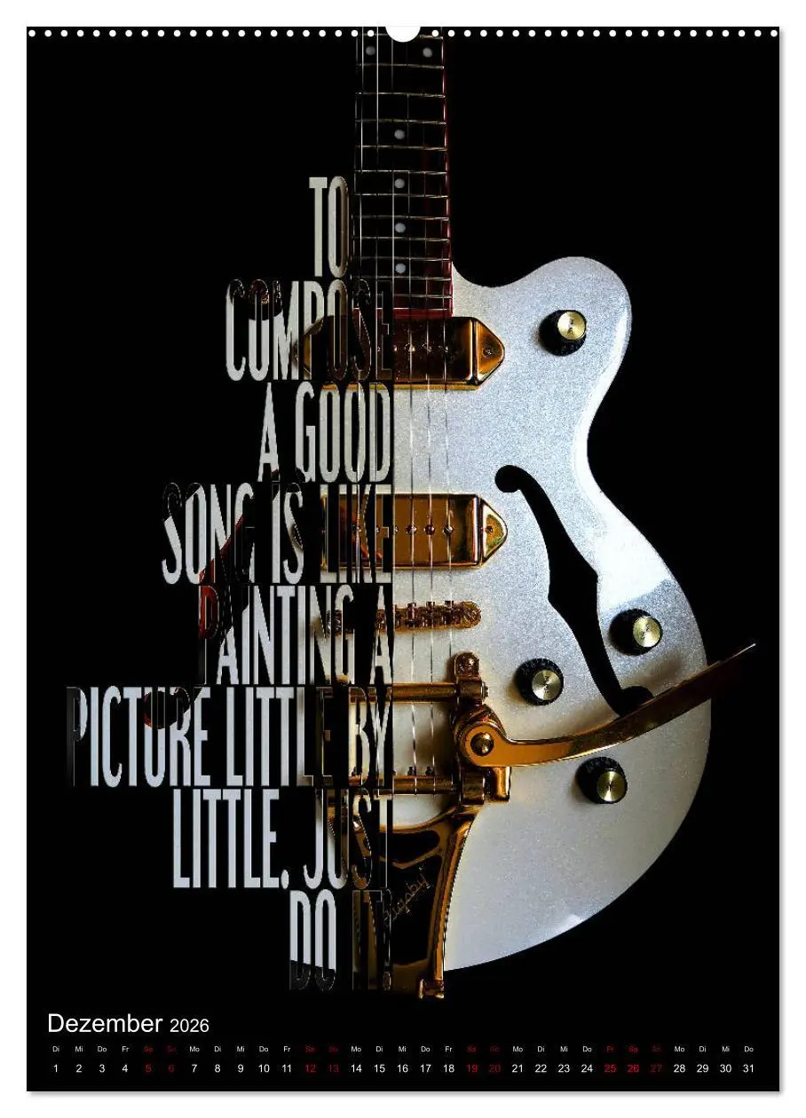 Bild: 9783516411645 | Rockgitarren Textposter (Wandkalender 2026 DIN A2 hoch), CALVENDO...