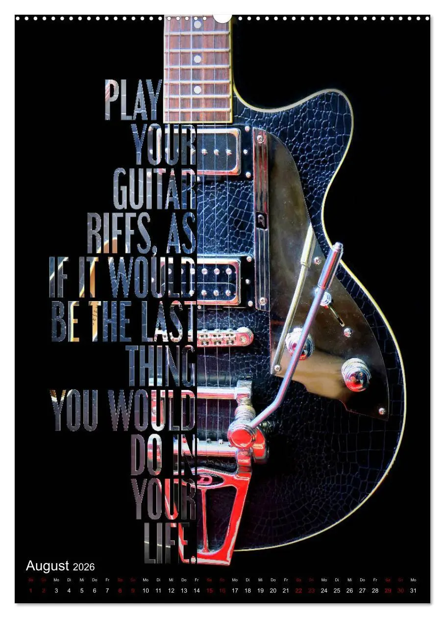 Bild: 9783516411645 | Rockgitarren Textposter (Wandkalender 2026 DIN A2 hoch), CALVENDO...