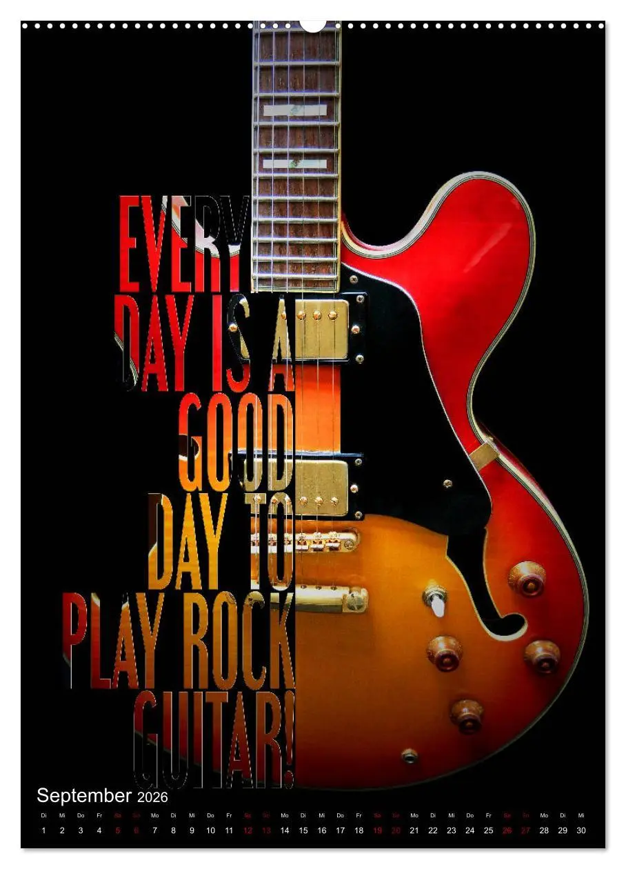 Bild: 9783516411645 | Rockgitarren Textposter (Wandkalender 2026 DIN A2 hoch), CALVENDO...