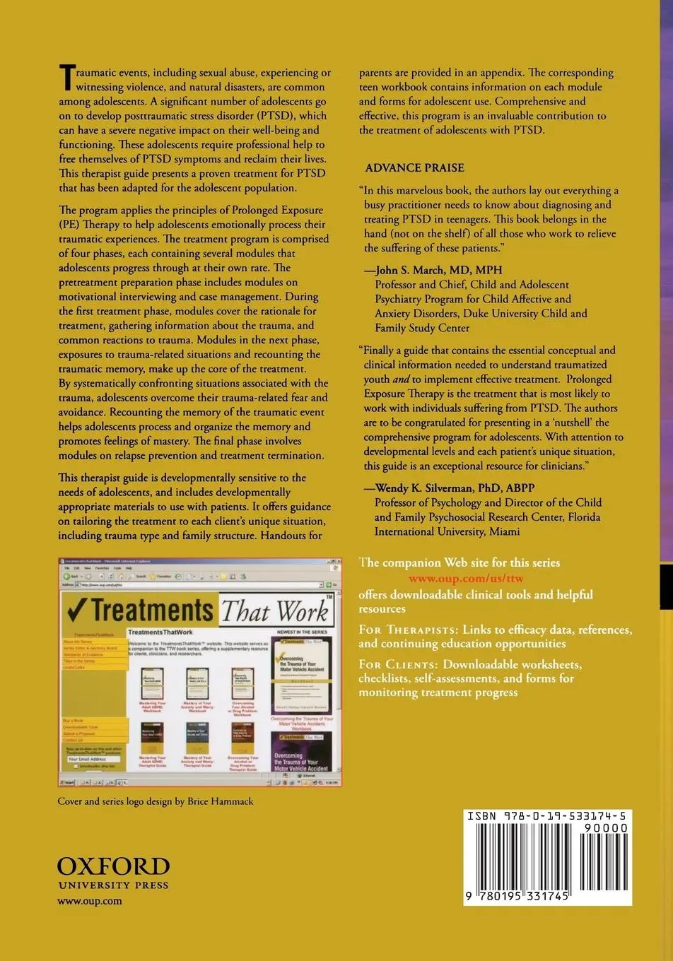 Rückseite: 9780195331745 | Prolonged Exposure Therapy for Adolescents with PTSD | Foa (u. a.)