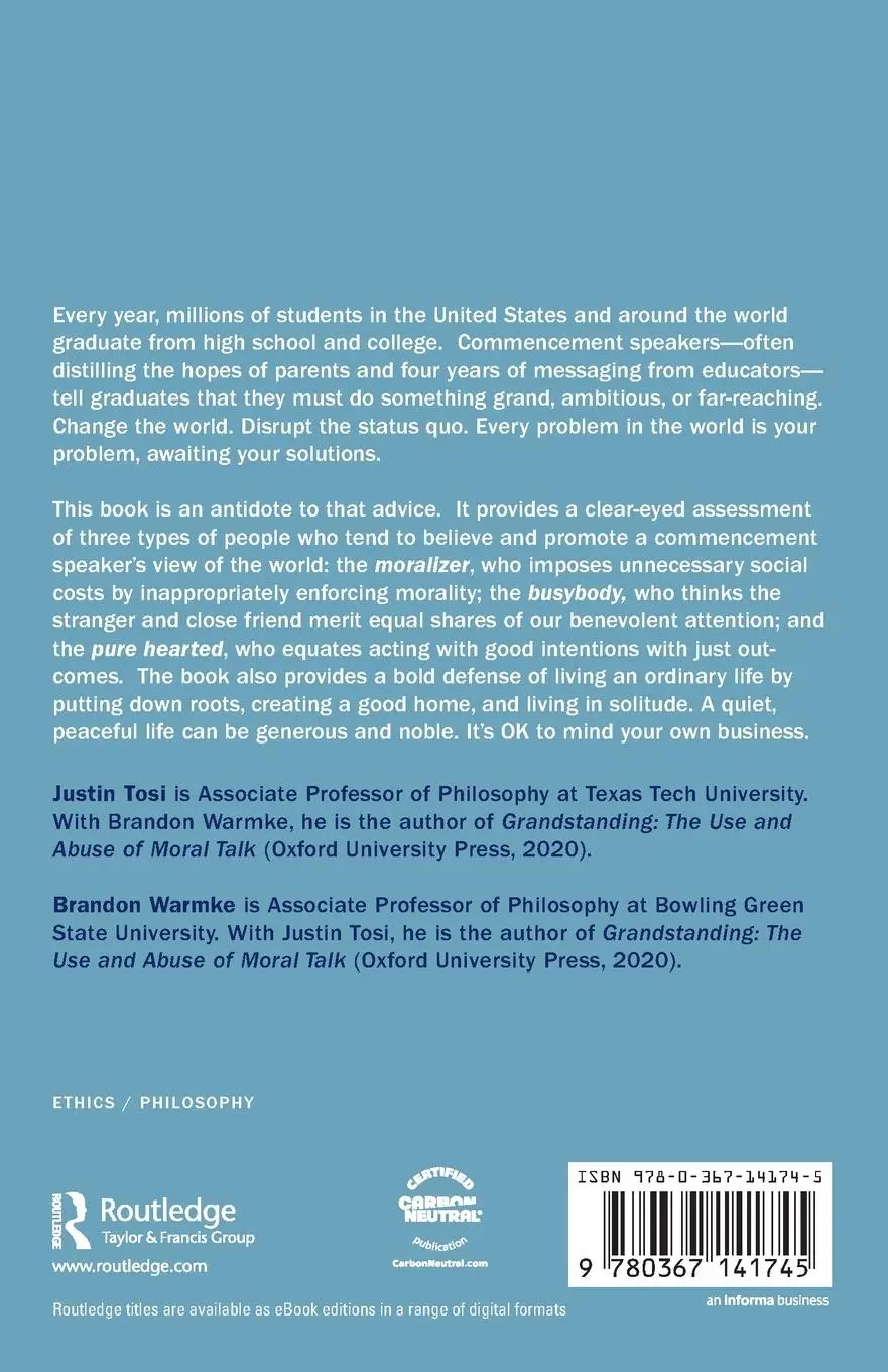 Rückseite: 9780367141745 | Why It's OK to Mind Your Own Business | Justin Tosi (u. a.) | Buch
