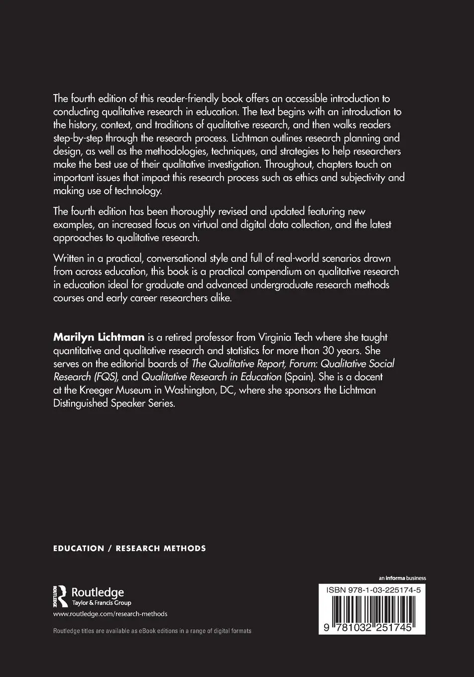 Rückseite: 9781032251745 | Qualitative Research in Education | A User's Guide | Marilyn Lichtman