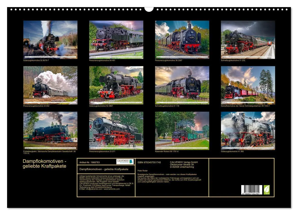 Bild: 9783457551745 | Dampflokomotiven - geliebte Kraftpakete (Wandkalender 2026 DIN A2...