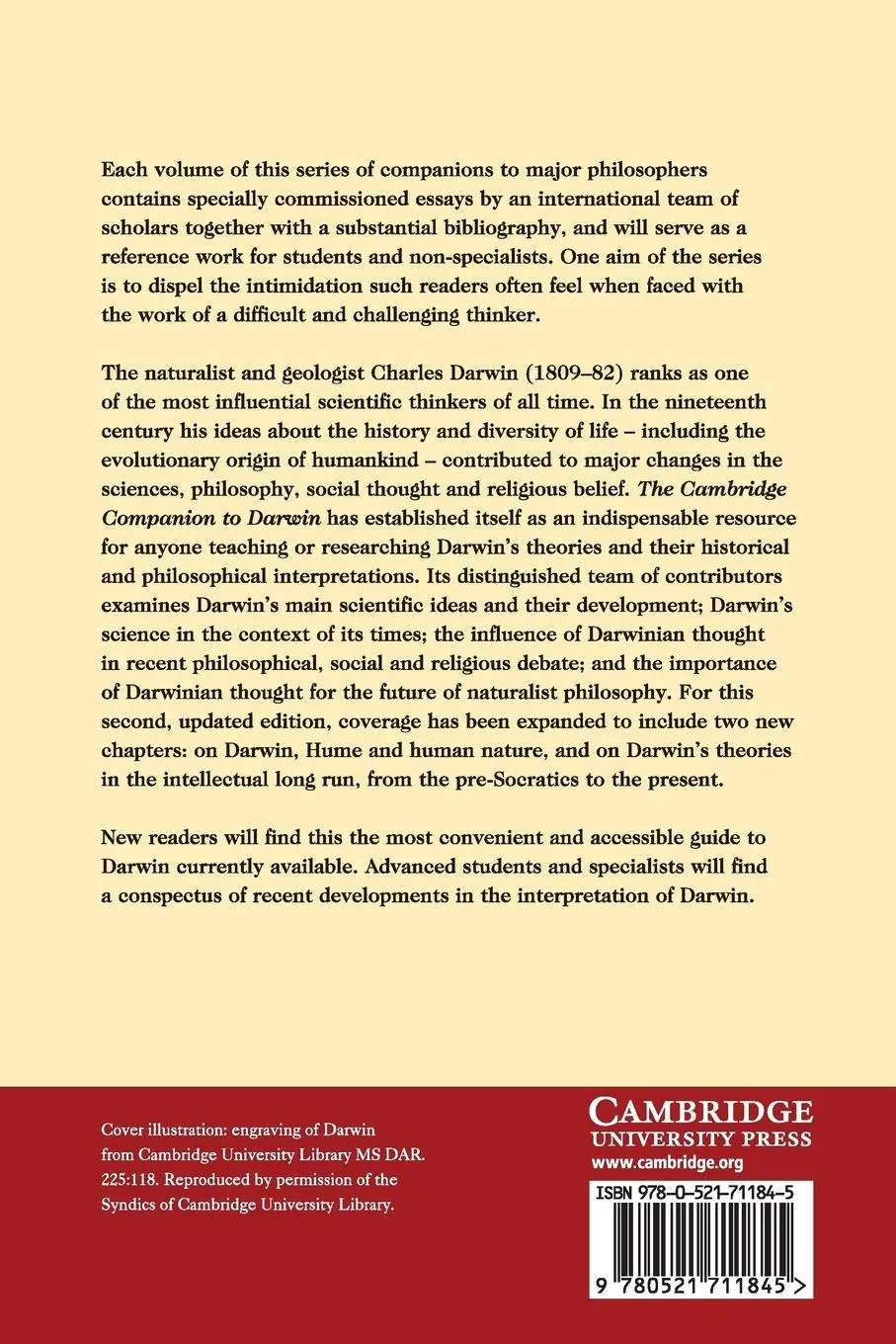 Rückseite: 9780521711845 | The Cambridge Companion to Darwin | Jonathan Hodge (u. a.) | Buch