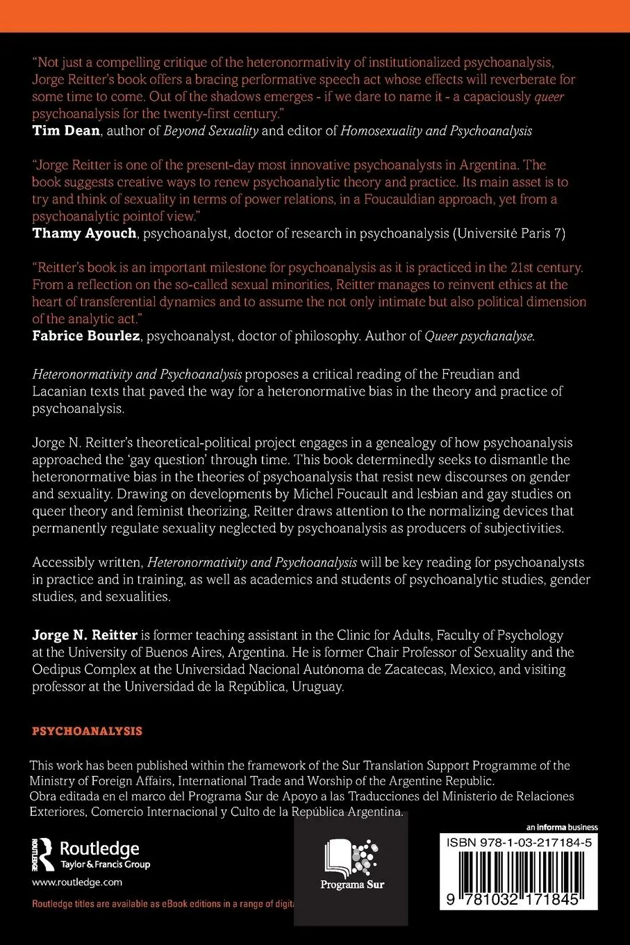 Rückseite: 9781032171845 | Heteronormativity and Psychoanalysis | Oedipus Gay | Jorge N. Reitter