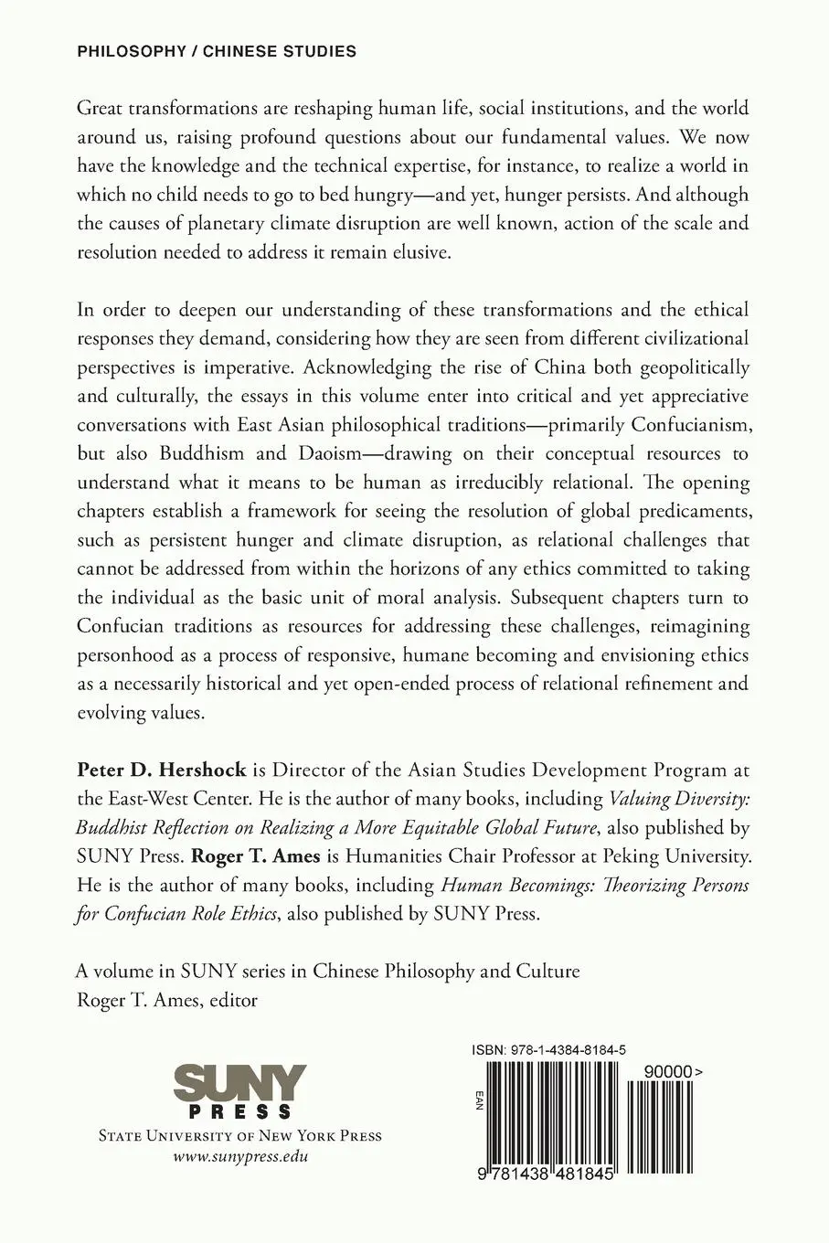 Rückseite: 9781438481845 | Human Beings or Human Becomings? | Peter D. Hershock (u. a.) | Buch