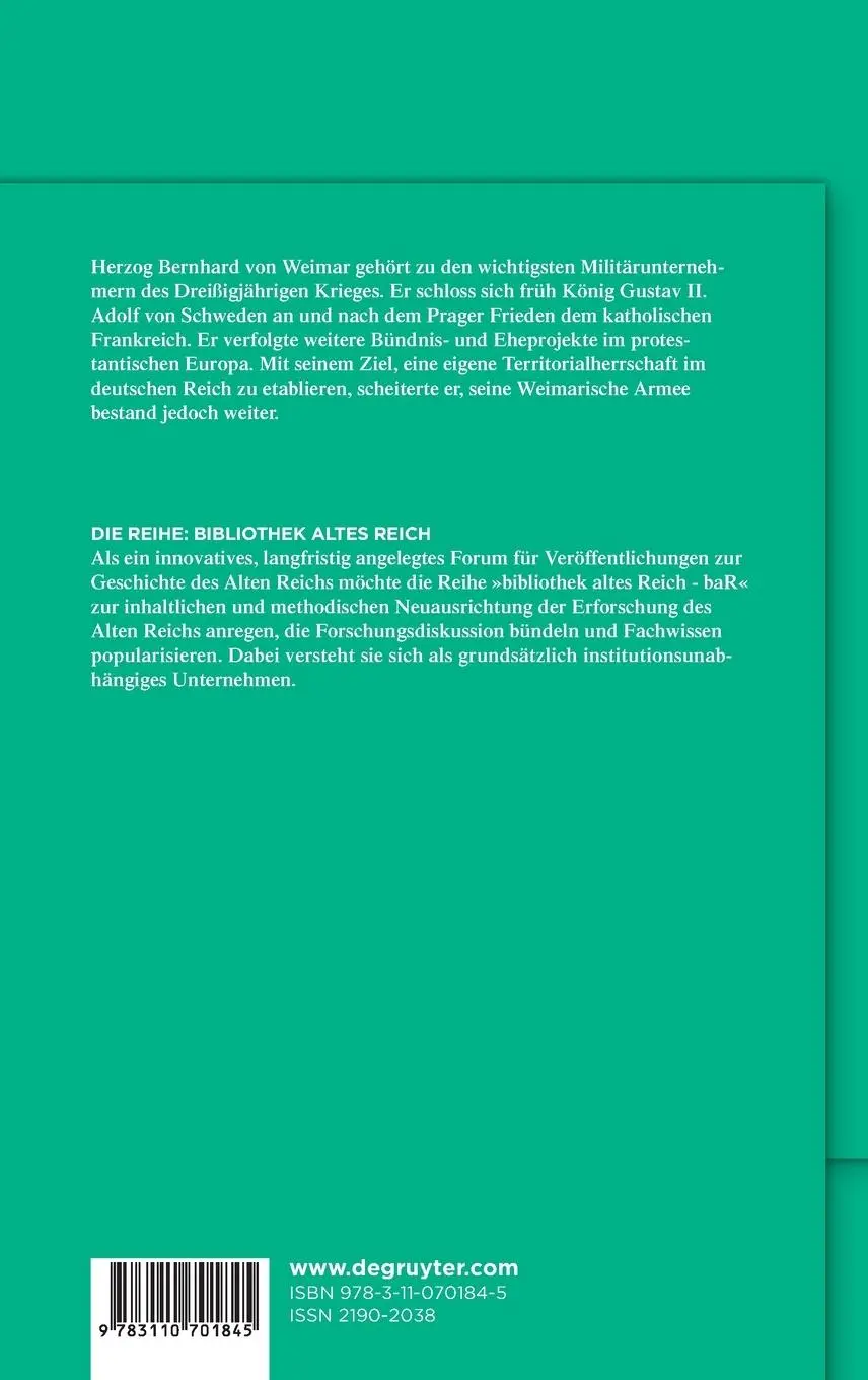 Rückseite: 9783110701845 | Herzog Bernhard von Weimar | Astrid Ackermann | Buch | ISSN | VI