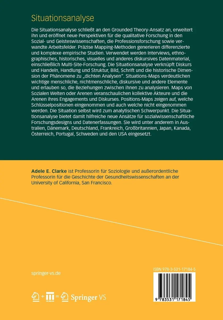 Rückseite: 9783531171845 | Situationsanalyse | Grounded Theory nach dem Postmodern Turn | Clarke