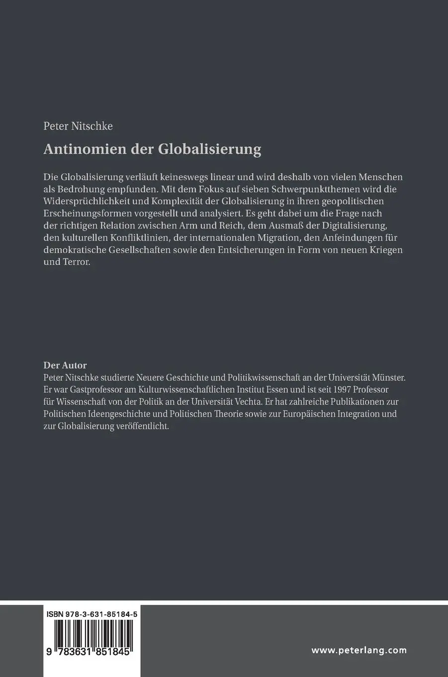 Rückseite: 9783631851845 | Antinomien der Globalisierung | Peter Nitschke | Buch | Deutsch | 2021