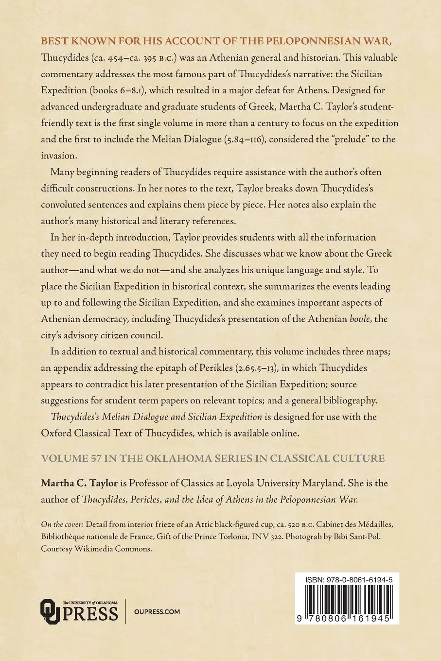 Rückseite: 9780806161945 | Thucydides's Melian Dialogue and Sicilian Expedition | Taylor | Buch