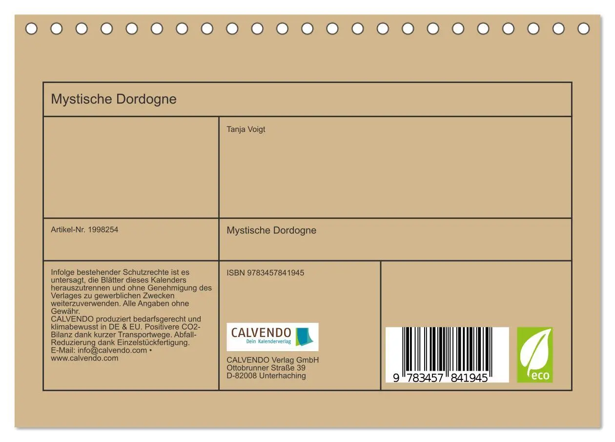 Bild: 9783457841945 | Mystische Dordogne (Tischkalender 2026 DIN A5 quer), CALVENDO...