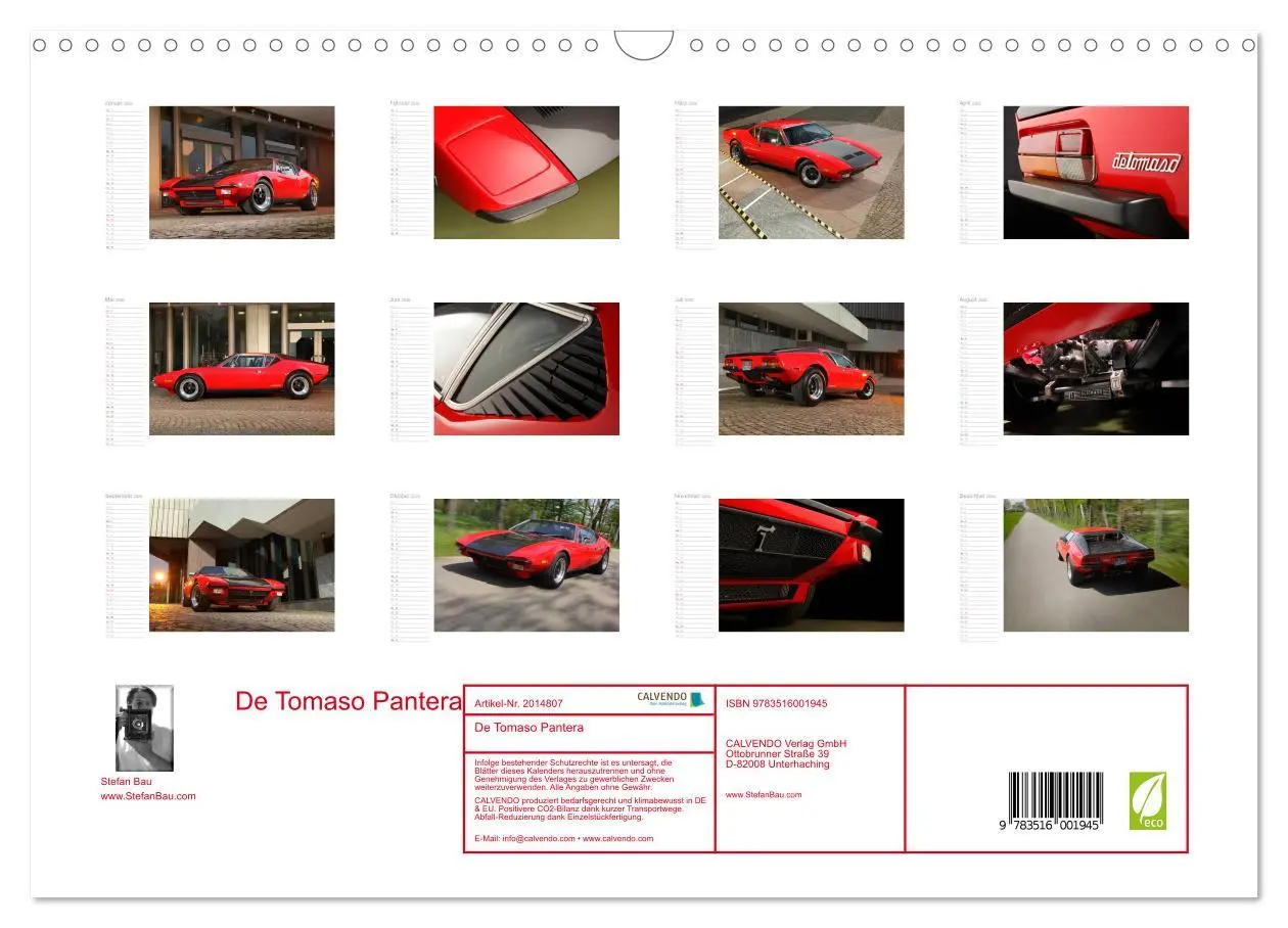 Bild: 9783516001945 | De Tomaso Pantera (Wandkalender 2026 DIN A3 quer), CALVENDO...