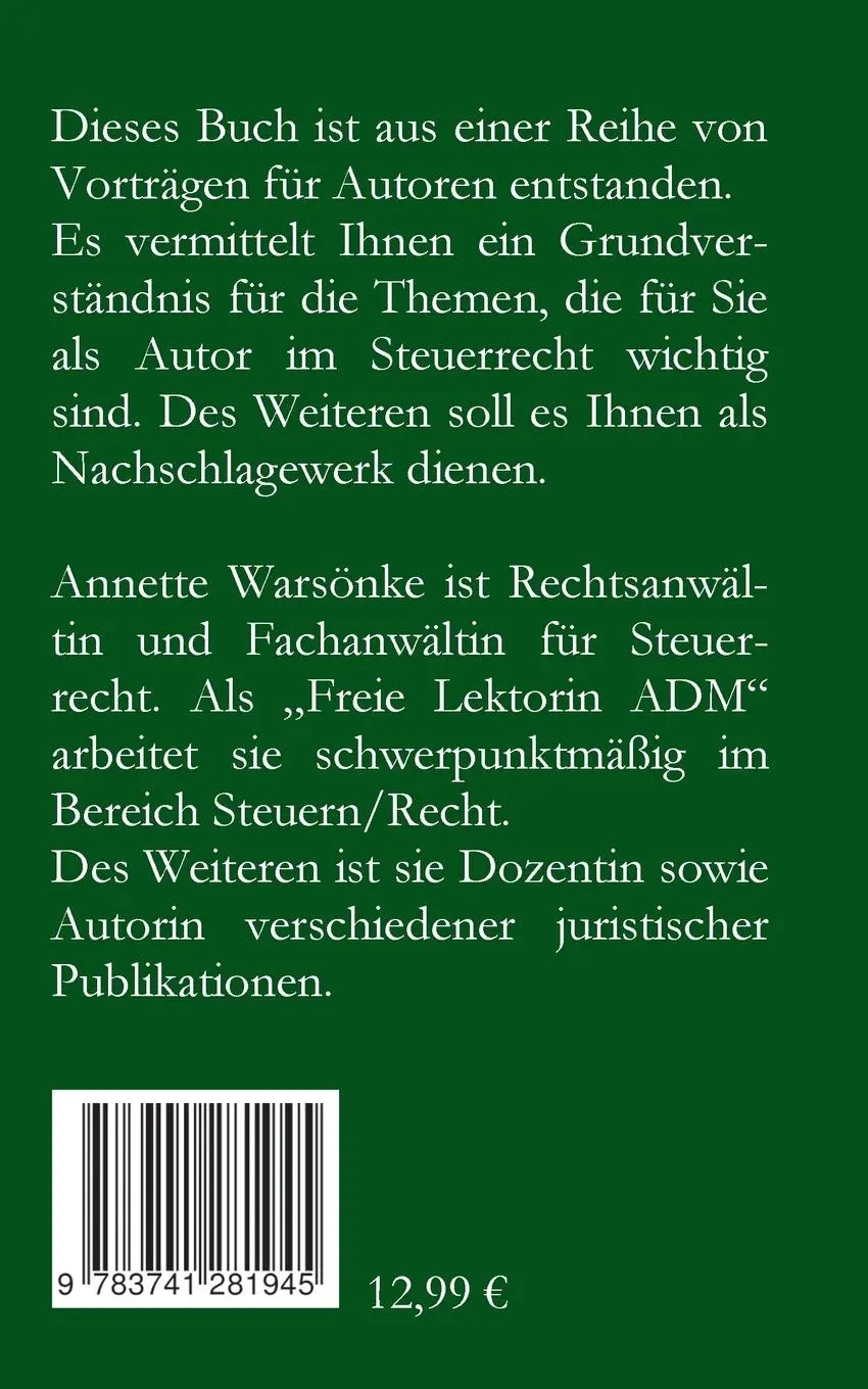 Rückseite: 9783741281945 | Der Autor und das liebe Geld | Annette Warsönke | Taschenbuch | 228 S.