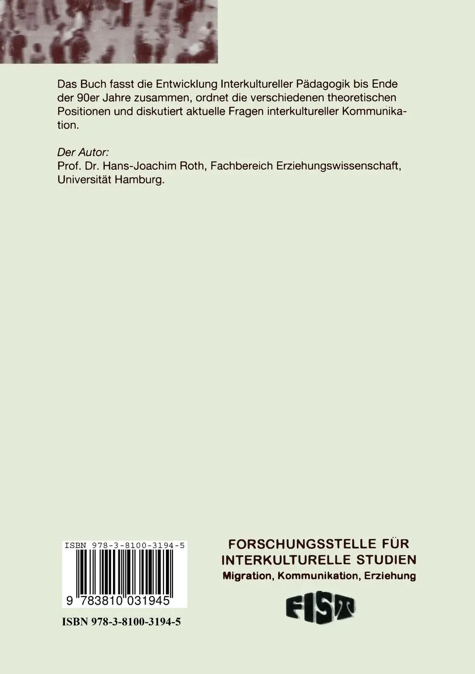 Rückseite: 9783810031945 | Kultur und Kommunikation | Hans-Joachim Roth | Taschenbuch | 597 S.