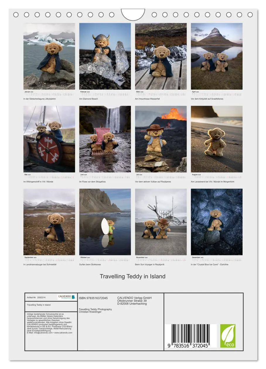 Bild: 9783516372045 | Travelling Teddy in Island (Wandkalender 2026 DIN A4 hoch),...