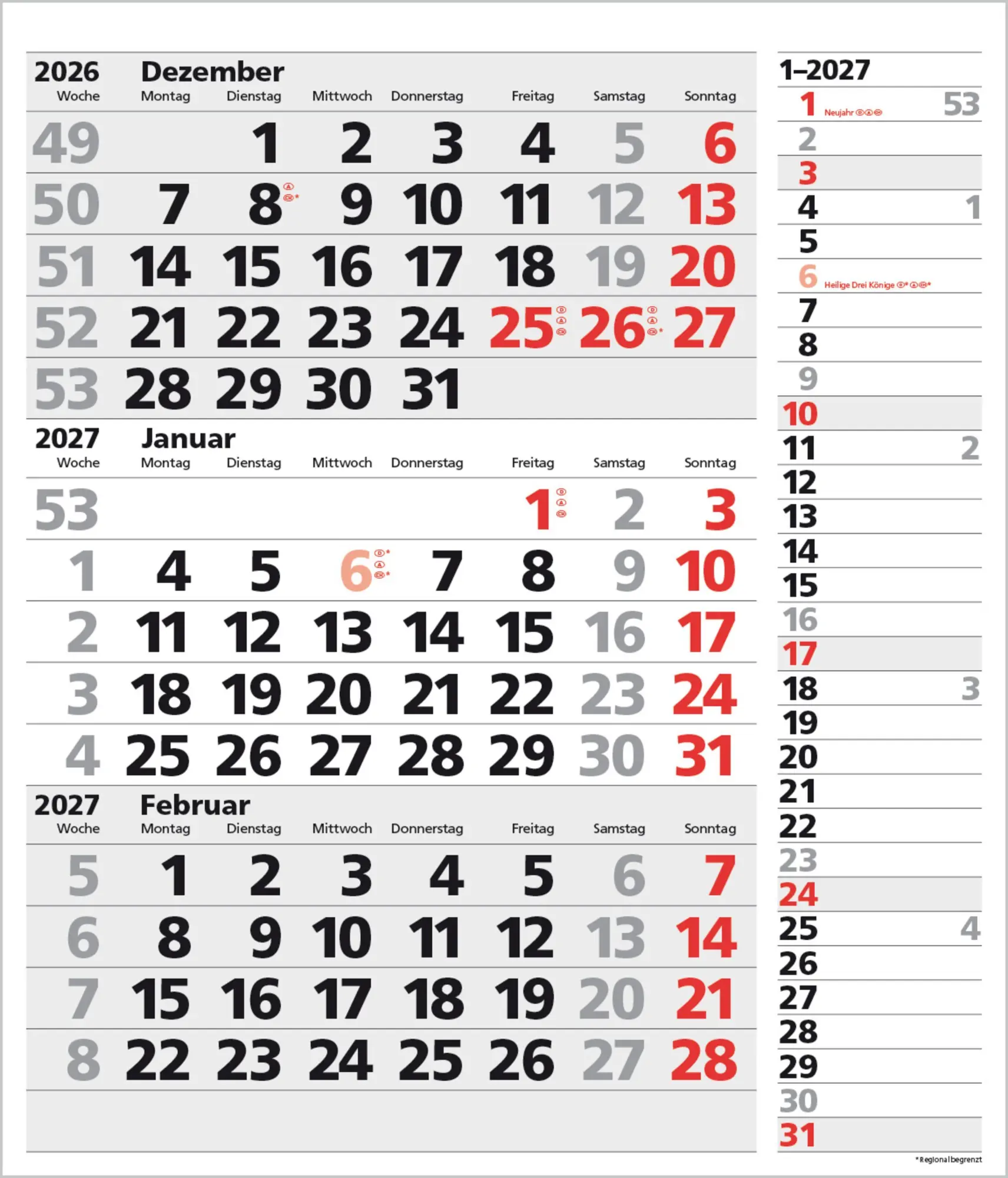 Cover: 9783819302145 | 3-Monats-Planer XL Combi 2027 | Verlag Korsch | Kalender | 12 S.