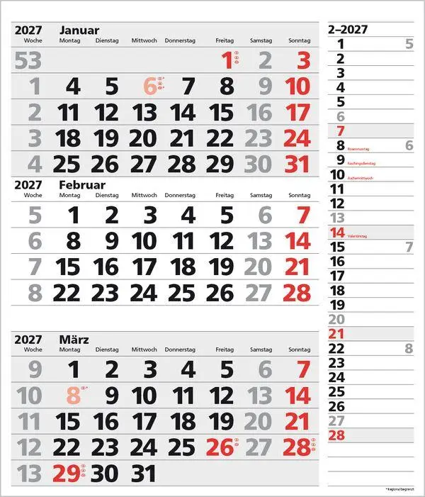 Bild: 9783819302145 | 3-Monats-Planer XL Combi 2027 | Verlag Korsch | Kalender | 12 S.