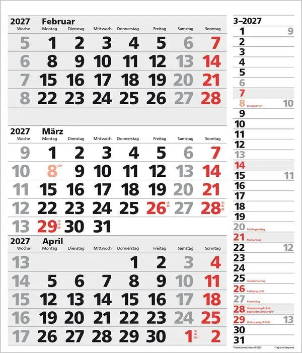 Bild: 9783819302145 | 3-Monats-Planer XL Combi 2027 | Verlag Korsch | Kalender | 12 S.