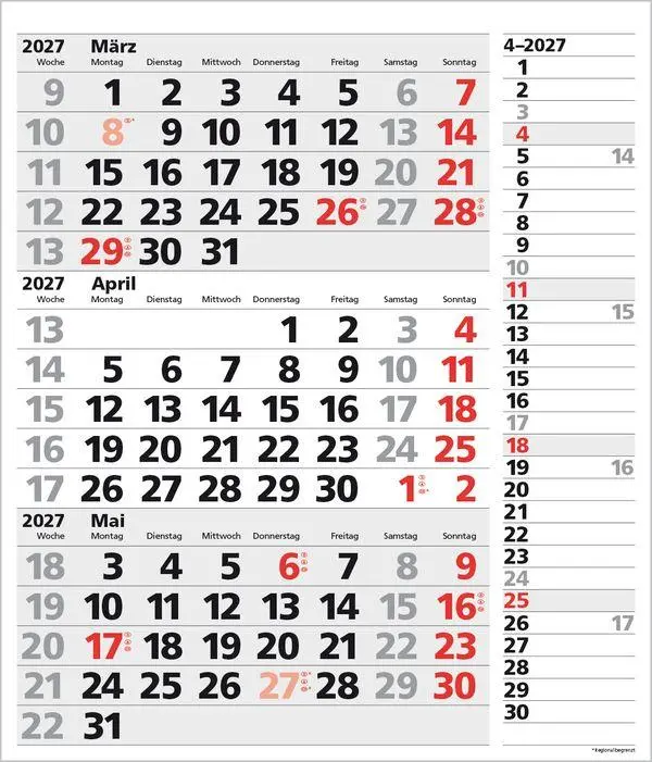 Bild: 9783819302145 | 3-Monats-Planer XL Combi 2027 | Verlag Korsch | Kalender | 12 S.