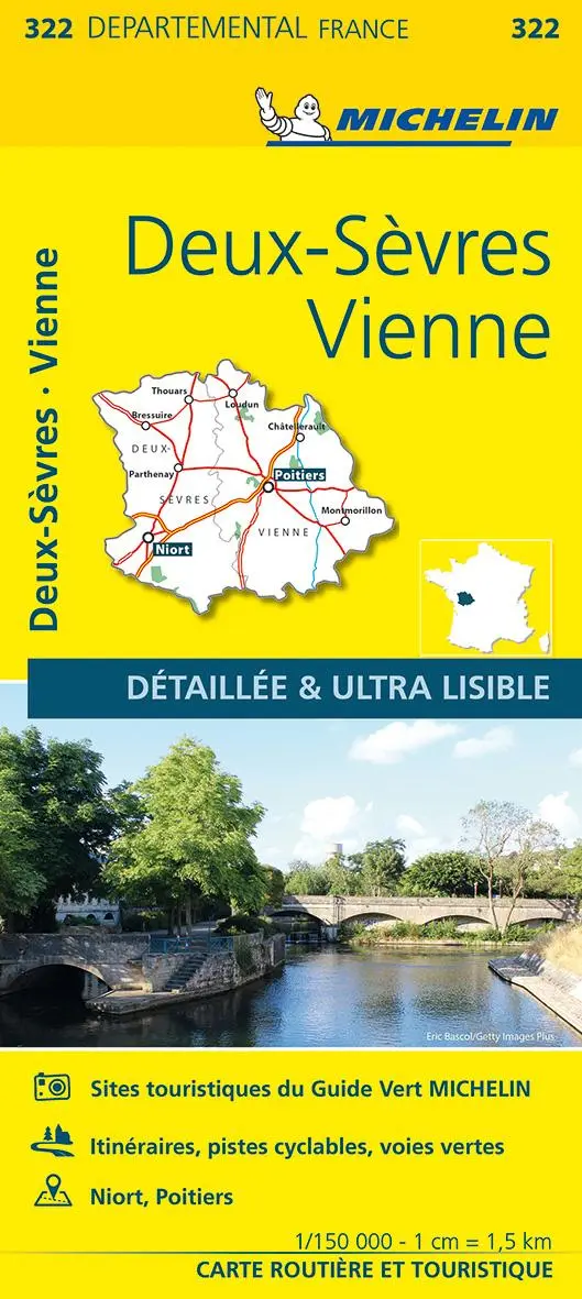 Deux-Sevres, Vienne - Michelin Local Map 322