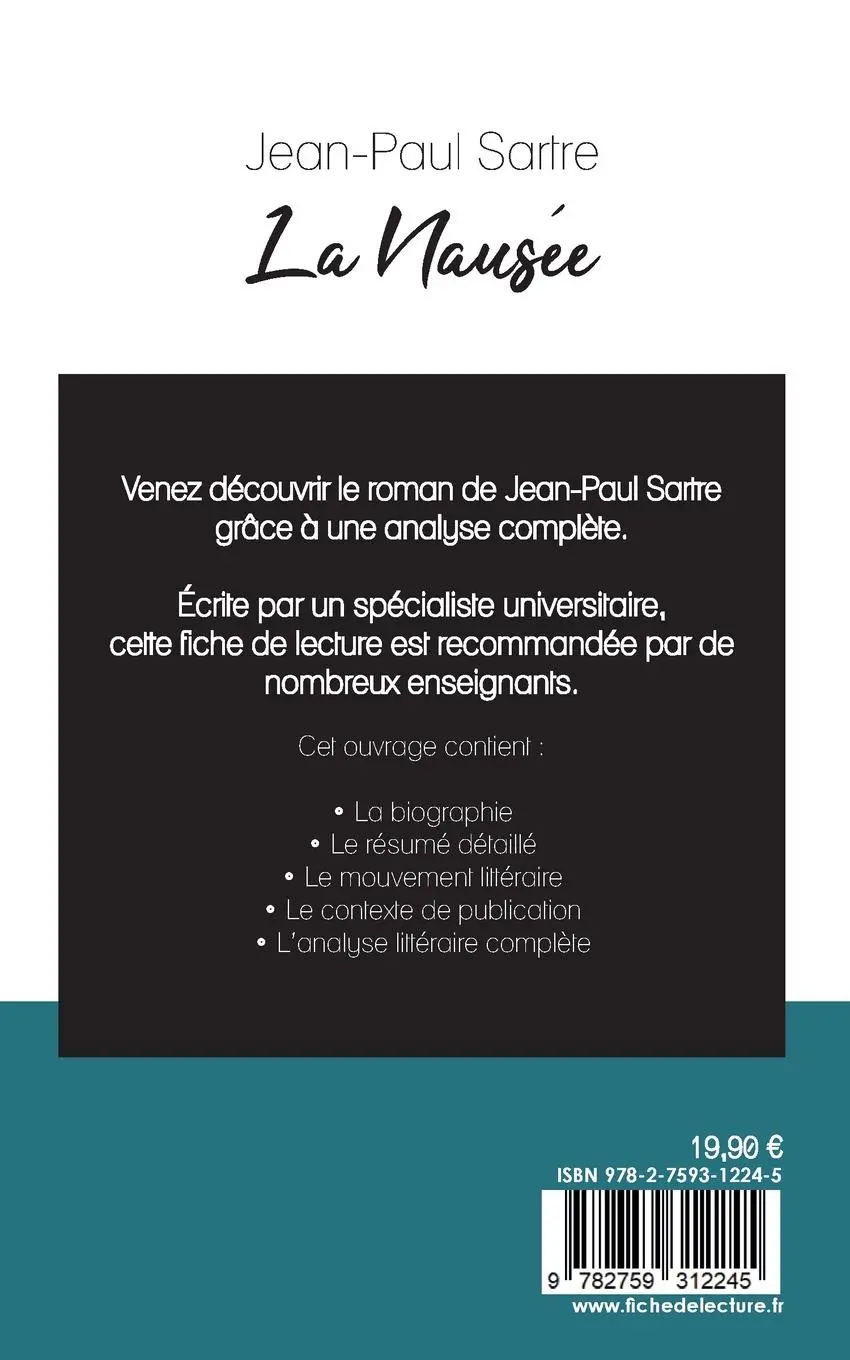 Rückseite: 9782759312245 | La Nausée de Jean-Paul Sartre (fiche de lecture et analyse complète...