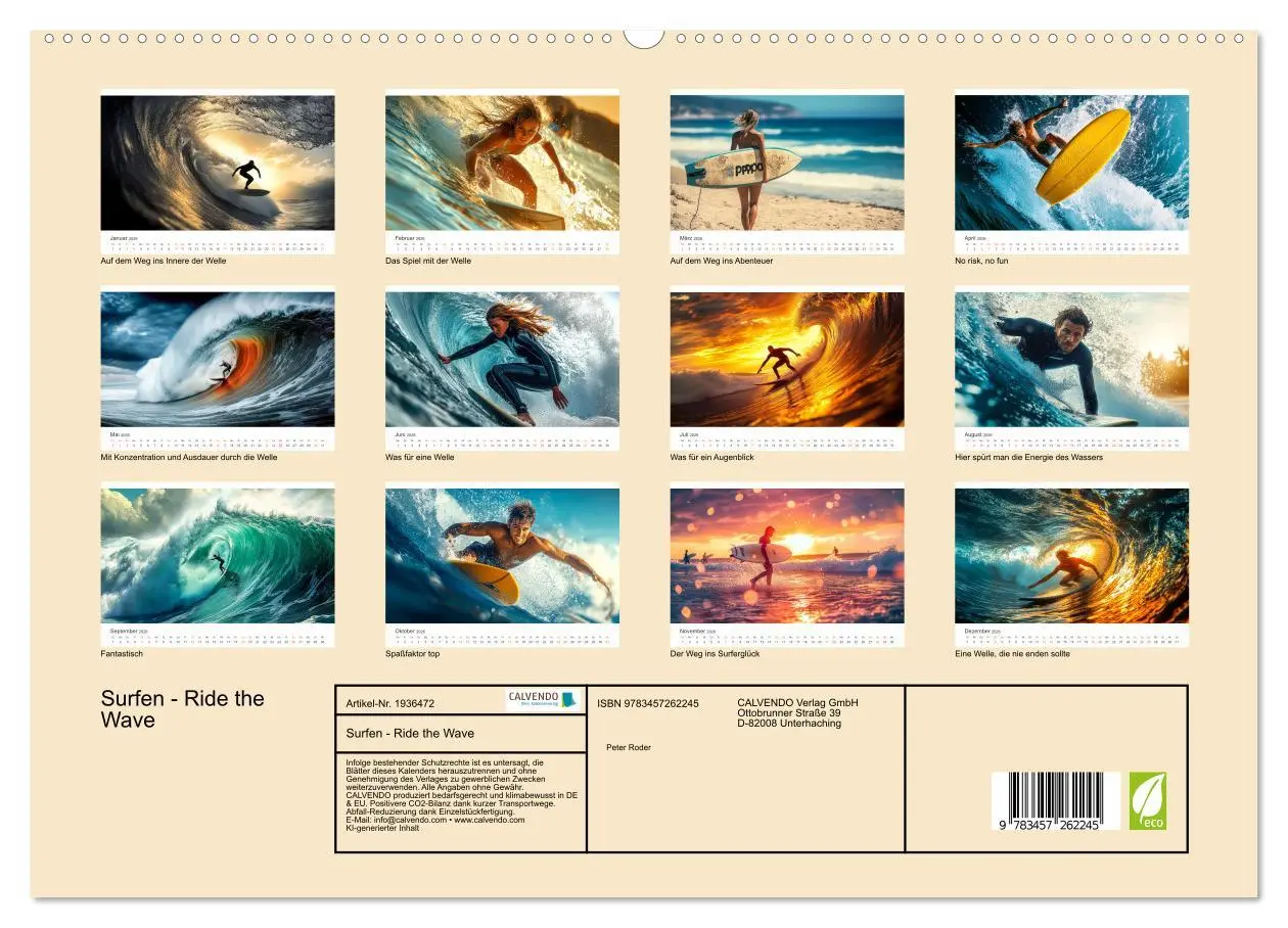 Bild: 9783457262245 | Surfen - Ride the Wave (hochwertiger Premium Wandkalender 2026 DIN...