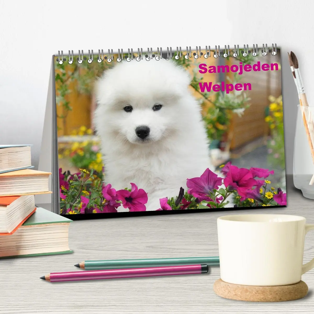 Bild: 9783516112245 | Samojeden Welpen (Tischkalender 2026 DIN A5 quer), CALVENDO...