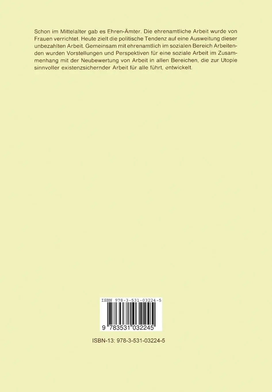 Rückseite: 9783531032245 | Arbeit ohne Geld und Ehre | Gisela Notz | Taschenbuch | vii | Deutsch