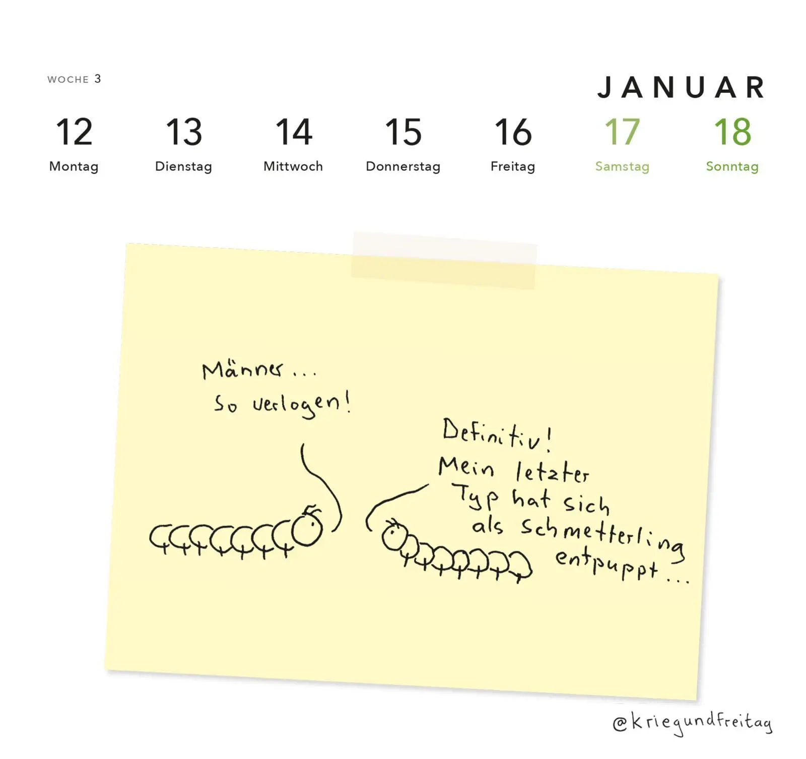 Bild: 9783830322245 | kriegundfreitag: Postkartenkalender 2026 | @Kriegundfreitag | Kalender