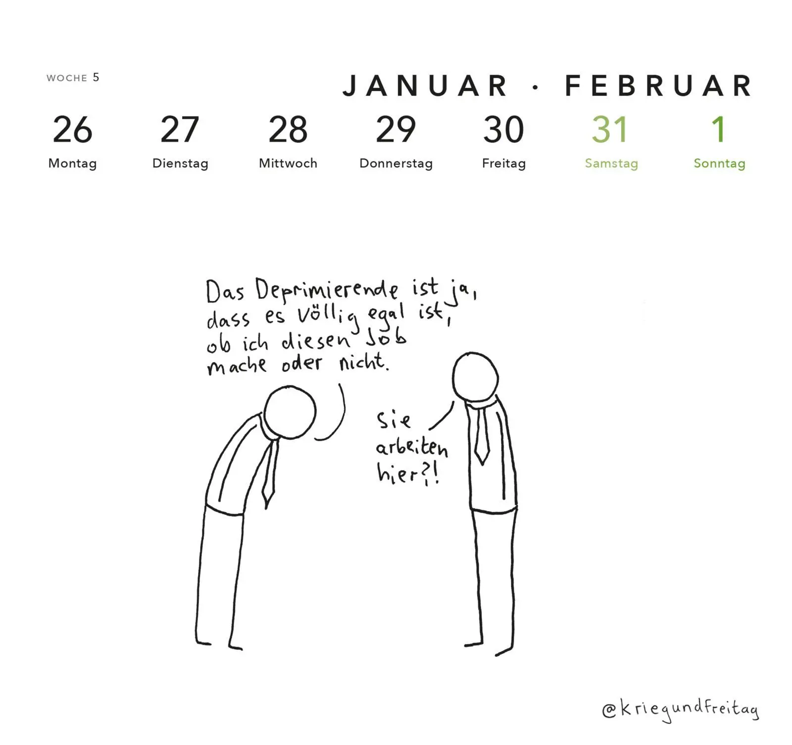 Bild: 9783830322245 | kriegundfreitag: Postkartenkalender 2026 | @Kriegundfreitag | Kalender