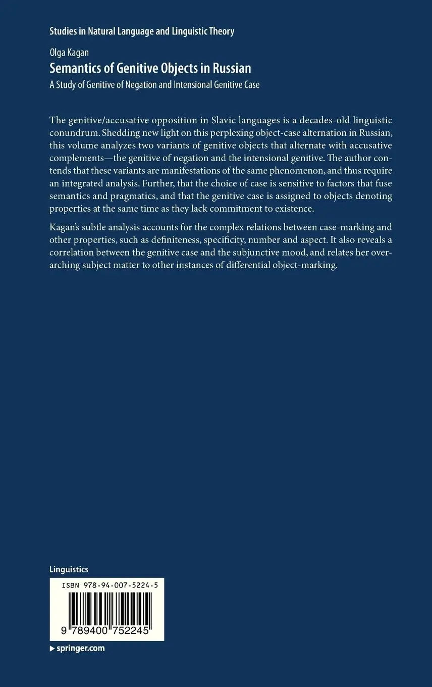 Rückseite: 9789400752245 | Semantics of Genitive Objects in Russian | Olga Kagan | Buch | xviii