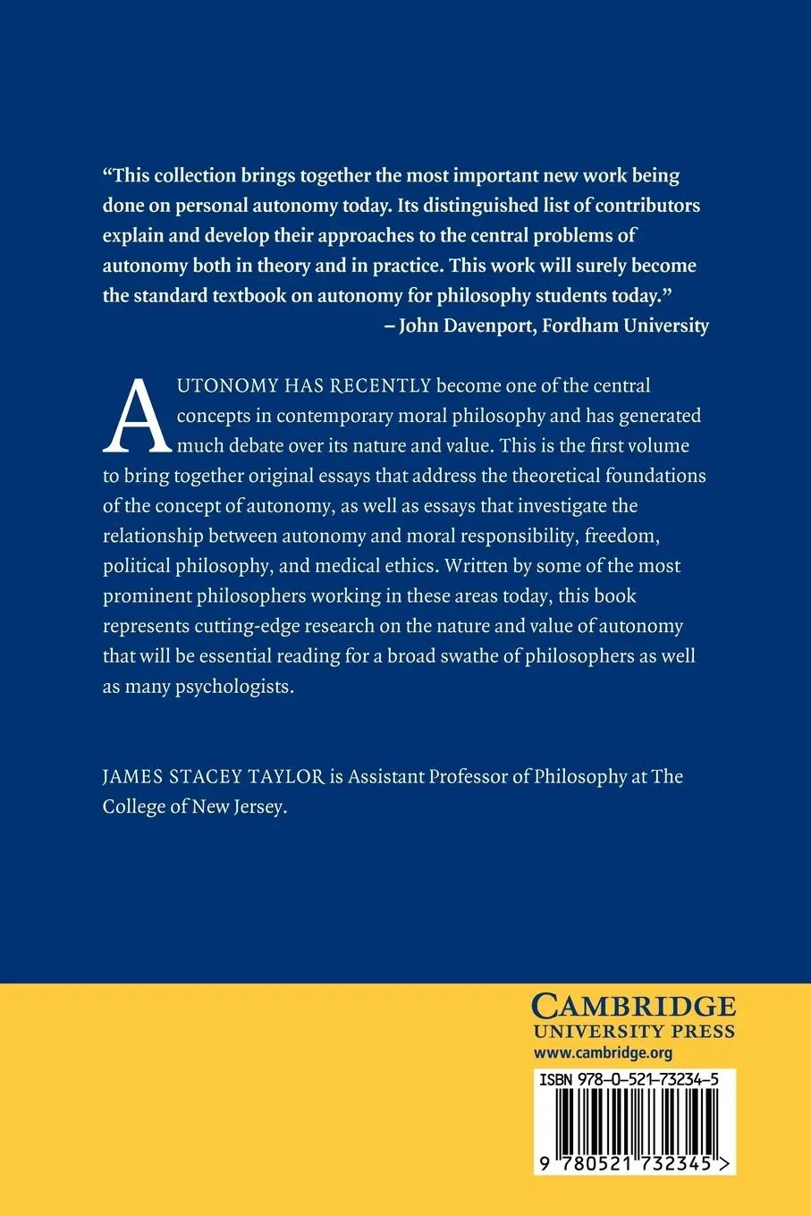 Rückseite: 9780521732345 | Personal Autonomy | James Stacey Taylor | Taschenbuch | Englisch