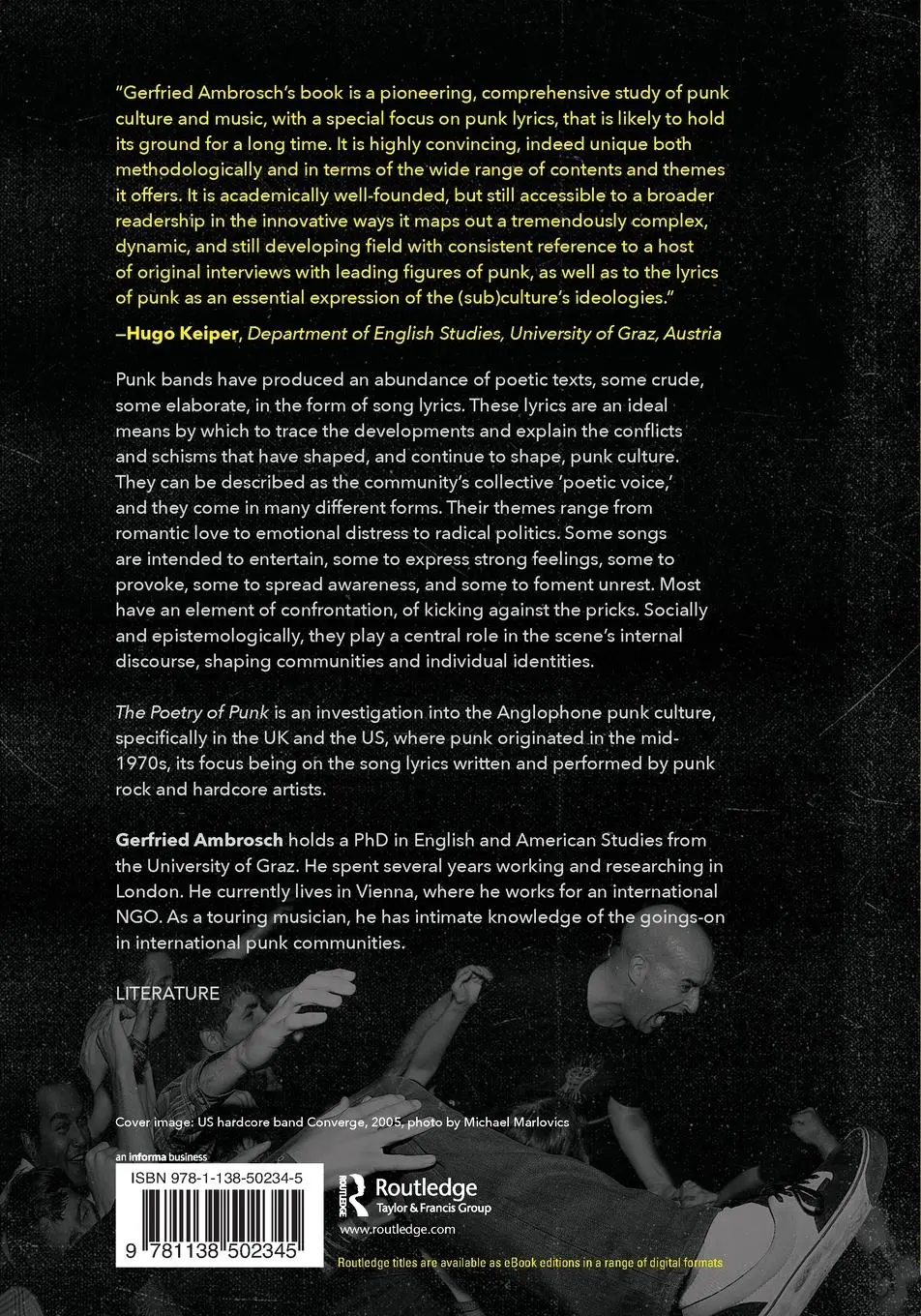 Rückseite: 9781138502345 | The Poetry of Punk | The Meaning Behind Punk Rock and Hardcore Lyrics