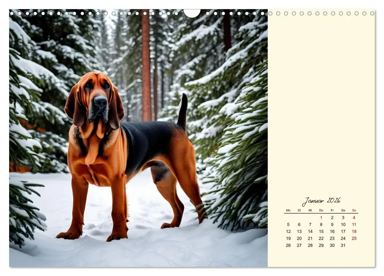 Bild: 9783457252345 | Bloodhound - Mächtige Spürnase (Wandkalender 2026 DIN A3 quer),...