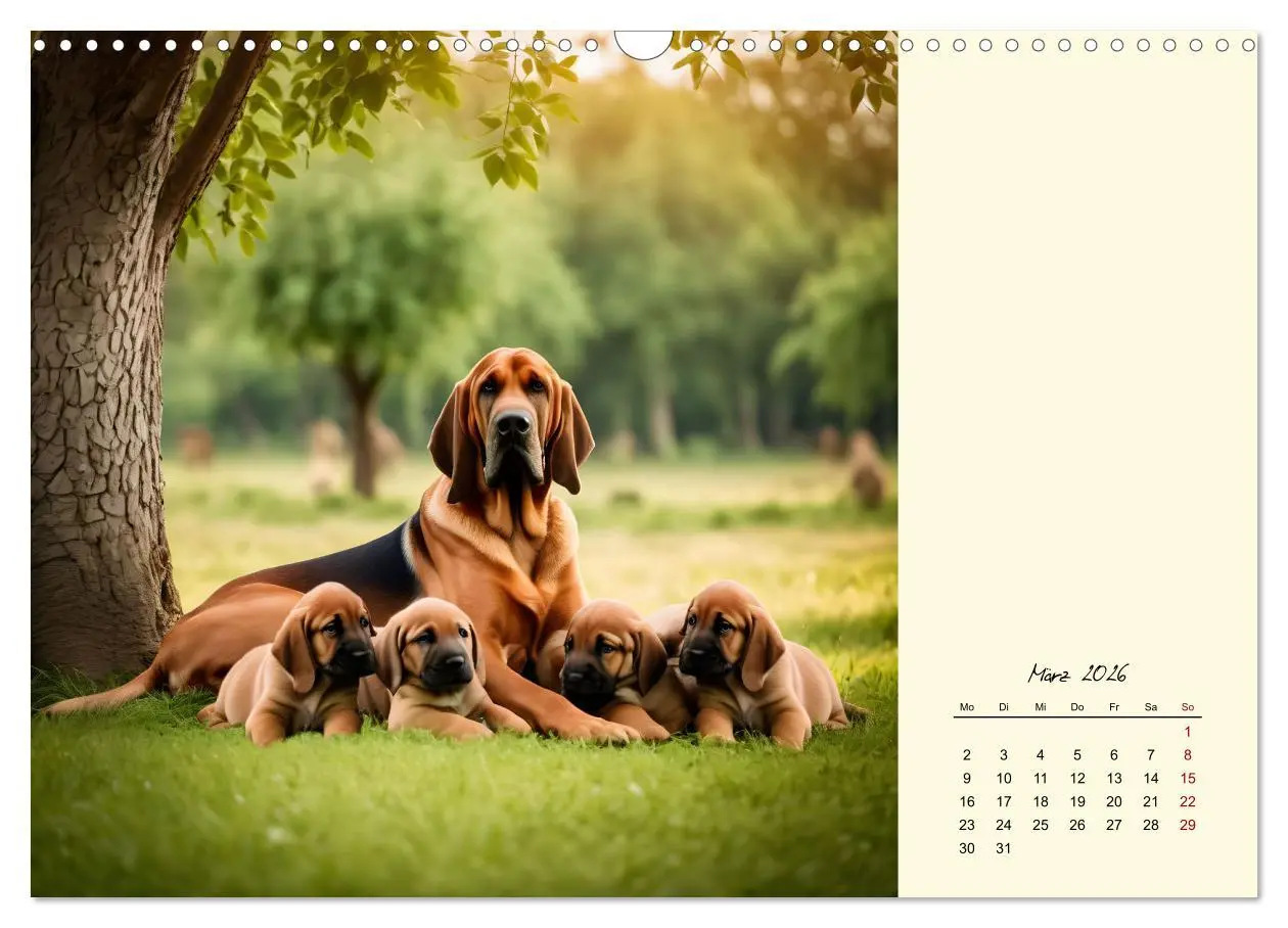 Bild: 9783457252345 | Bloodhound - Mächtige Spürnase (Wandkalender 2026 DIN A3 quer),...