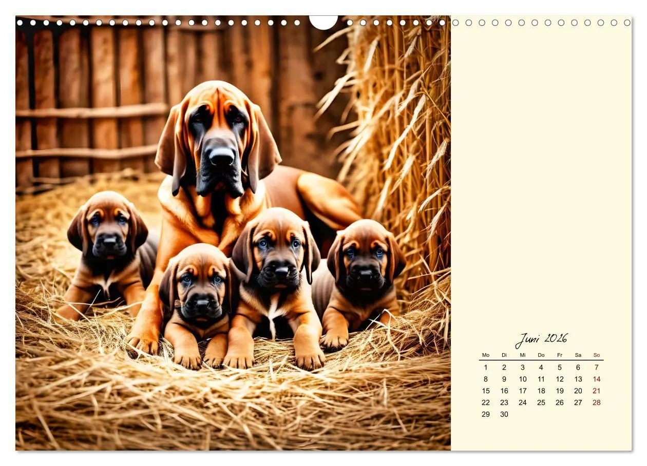 Bild: 9783457252345 | Bloodhound - Mächtige Spürnase (Wandkalender 2026 DIN A3 quer),...