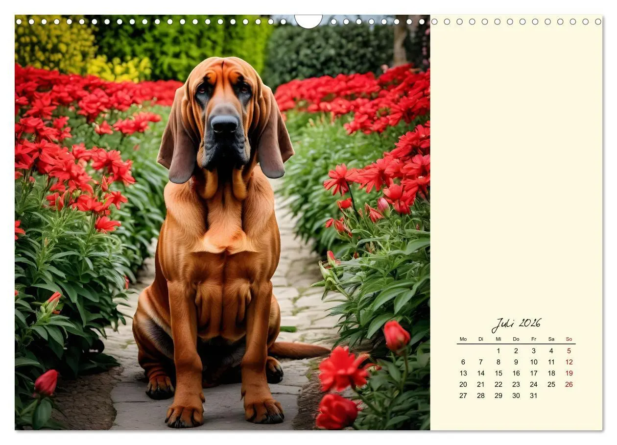 Bild: 9783457252345 | Bloodhound - Mächtige Spürnase (Wandkalender 2026 DIN A3 quer),...