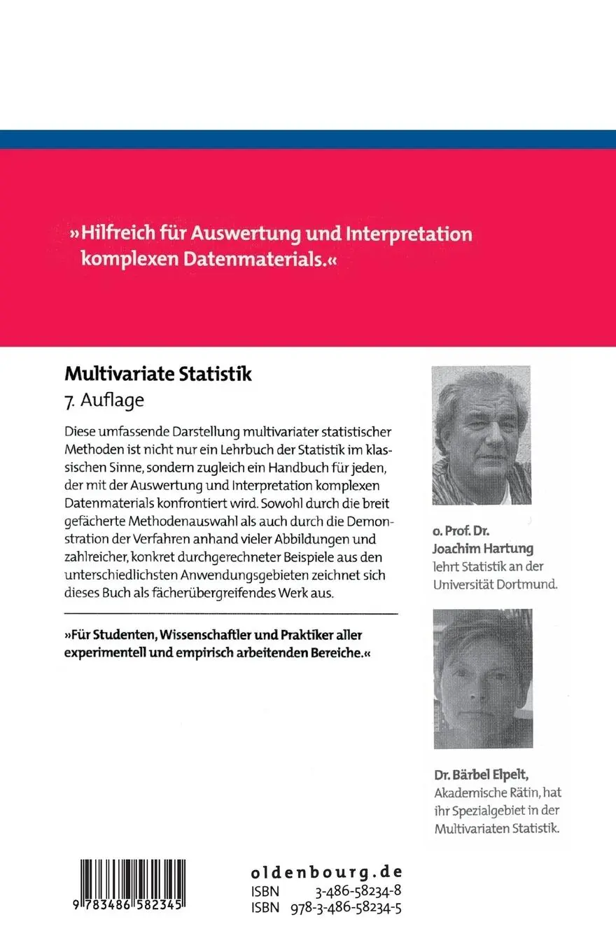 Rückseite: 9783486582345 | Multivariate Statistik | Lehr- und Handbuch der angewandten Statistik