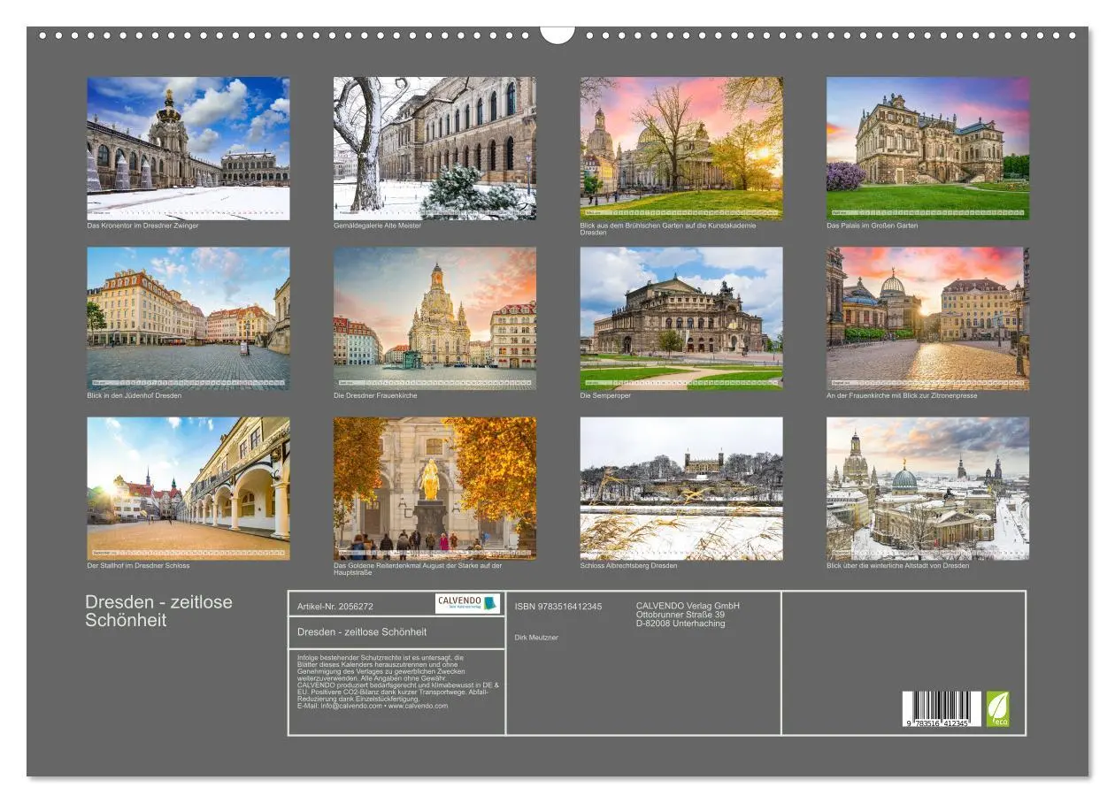 Bild: 9783516412345 | Dresden - zeitlose Schönheit (Wandkalender 2026 DIN A2 quer),...