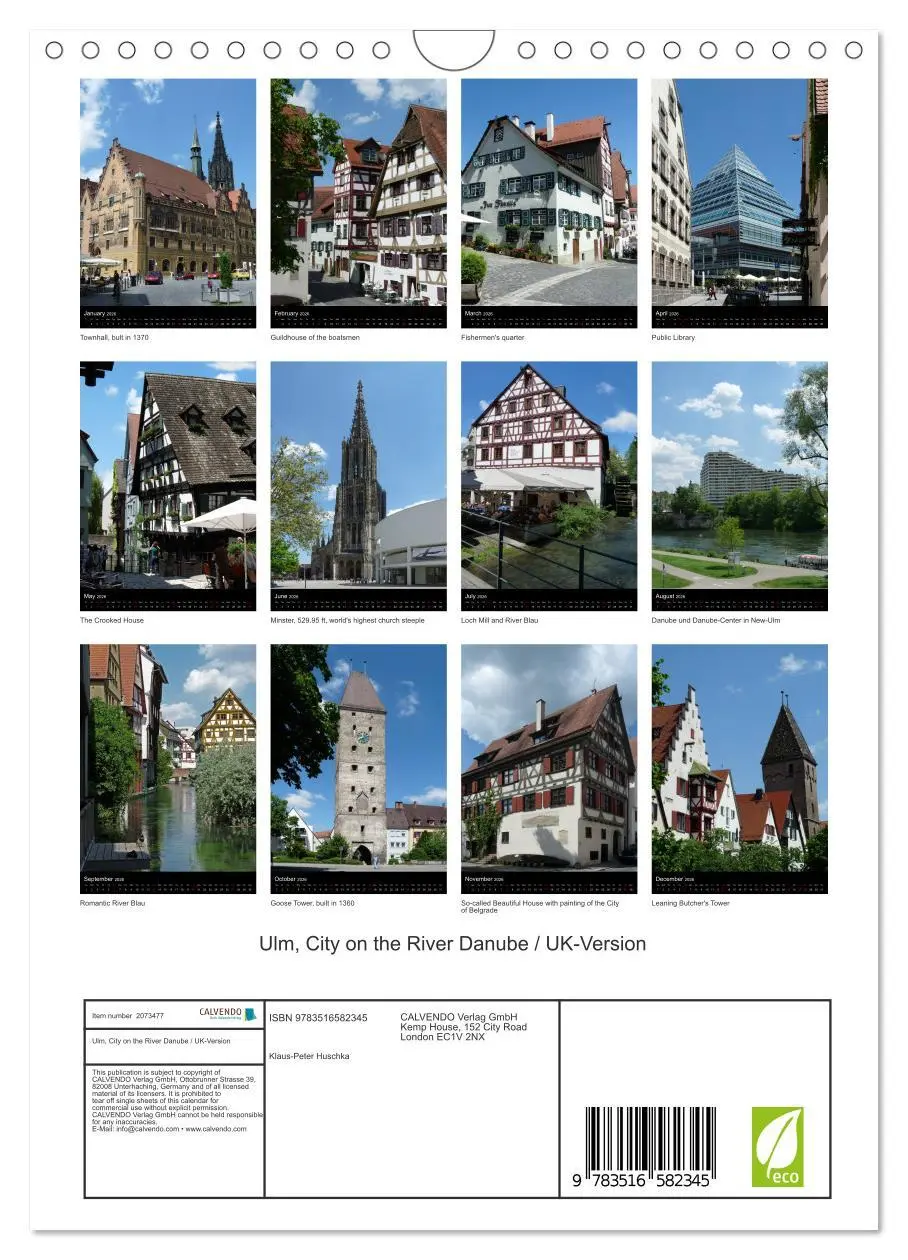 Bild: 9783516582345 | Ulm, City on the River Danube / UK-Version (Wall Calendar 2026 DIN...