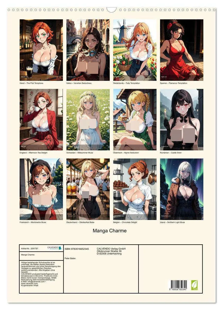 Bild: 9783516652345 | Manga Charme (Wandkalender 2026 DIN A2 hoch), CALVENDO Monatskalender