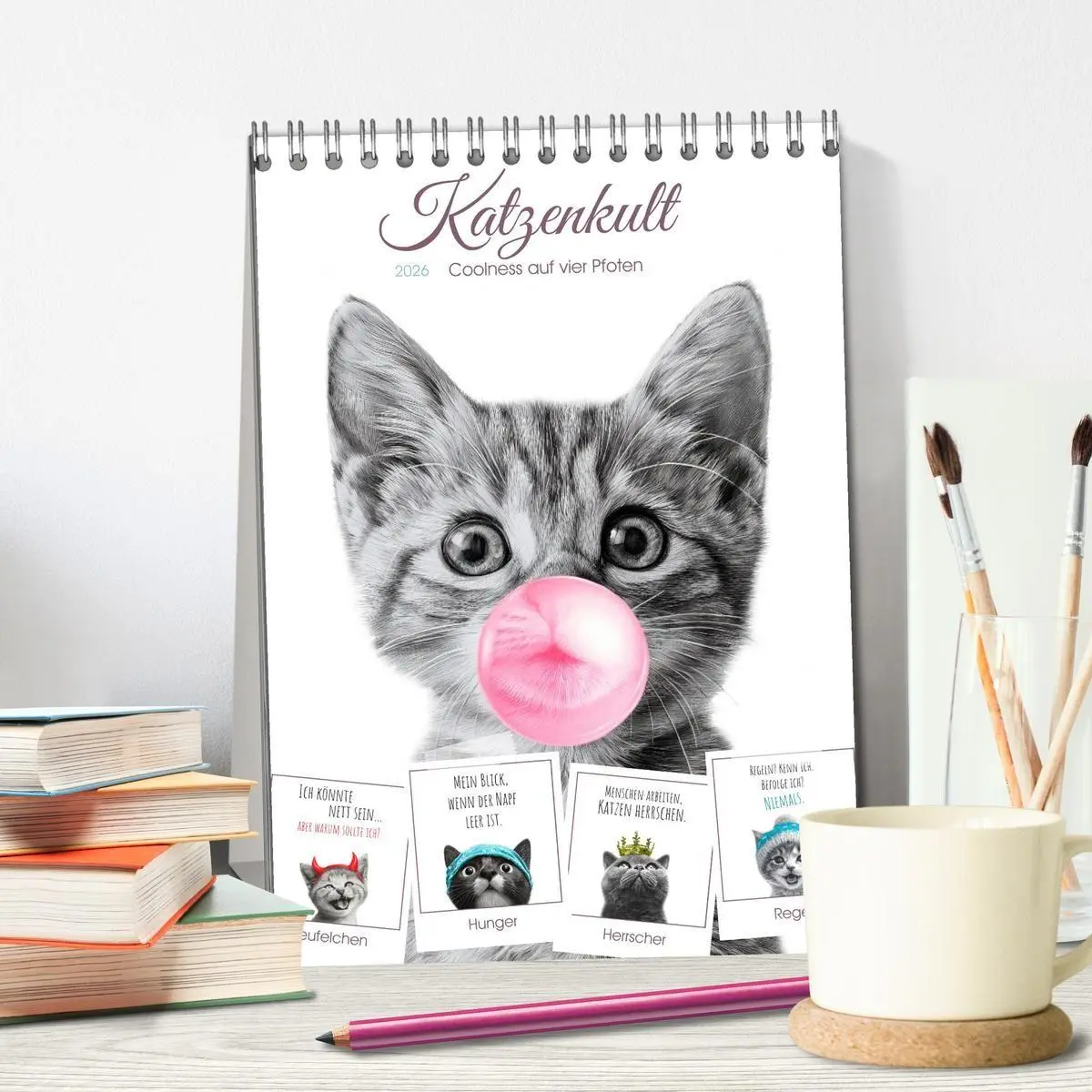 Bild: 9783516722345 | Katzenkult - Coolness auf vier Pfoten (Tischkalender 2026 DIN A5...