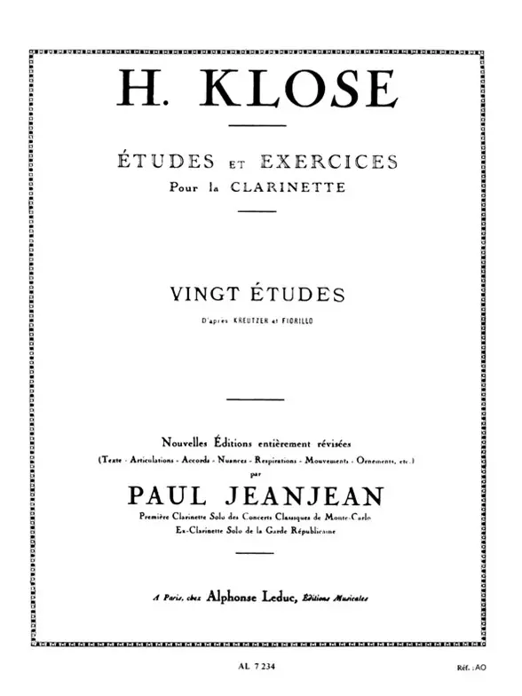 Cover: 9790046072345 | 20 Etudes d'apres Kreutzer et Fiorillo | Hyacinte Eleonore Klosé