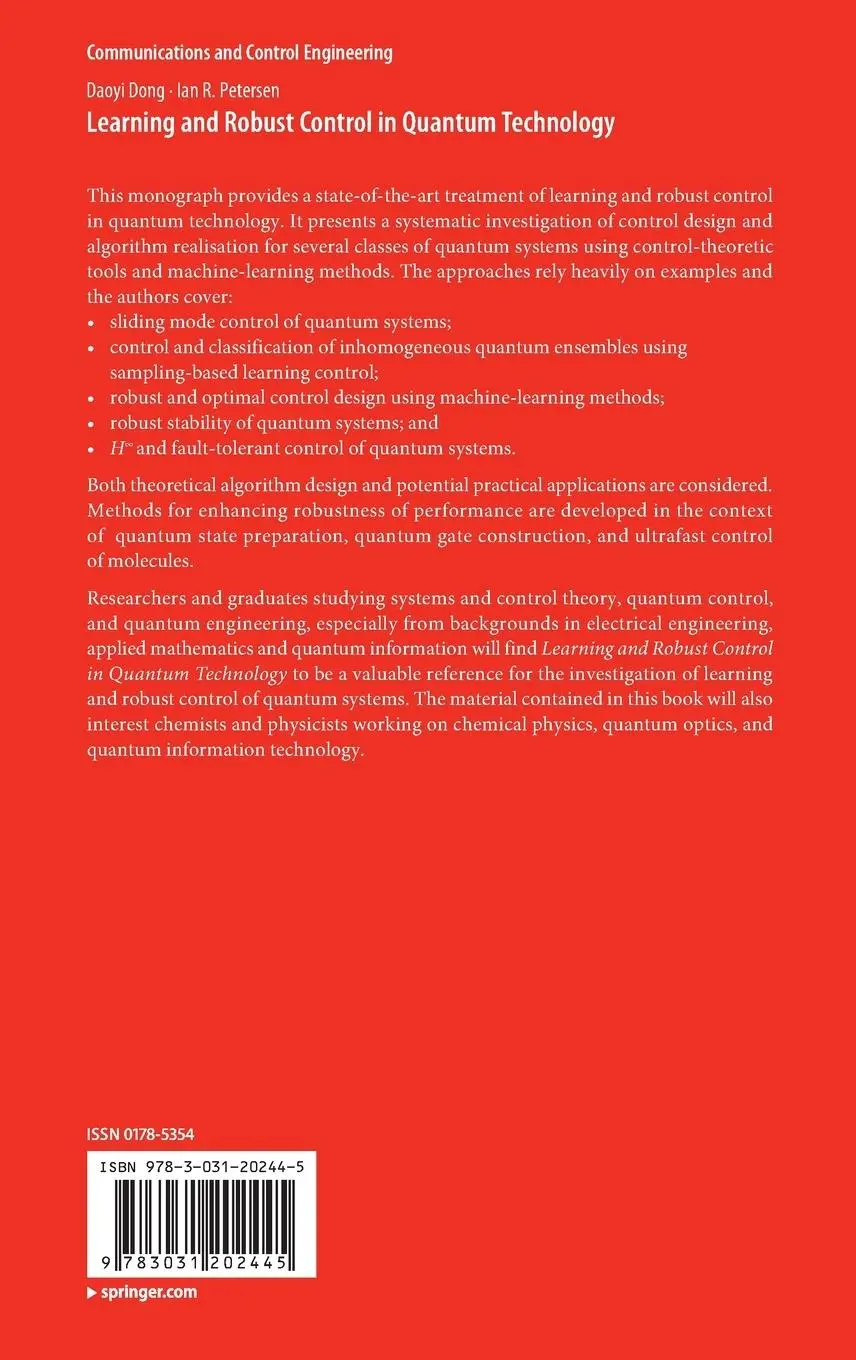 Rückseite: 9783031202445 | Learning and Robust Control in Quantum Technology | Petersen (u. a.)