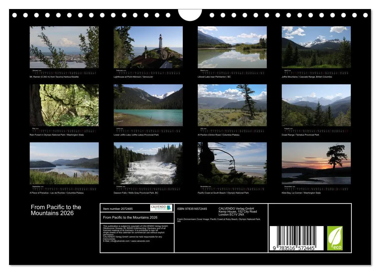 Bild: 9783516572445 | From Pacific to the Mountains 2026 (Wall Calendar 2026 DIN A4...