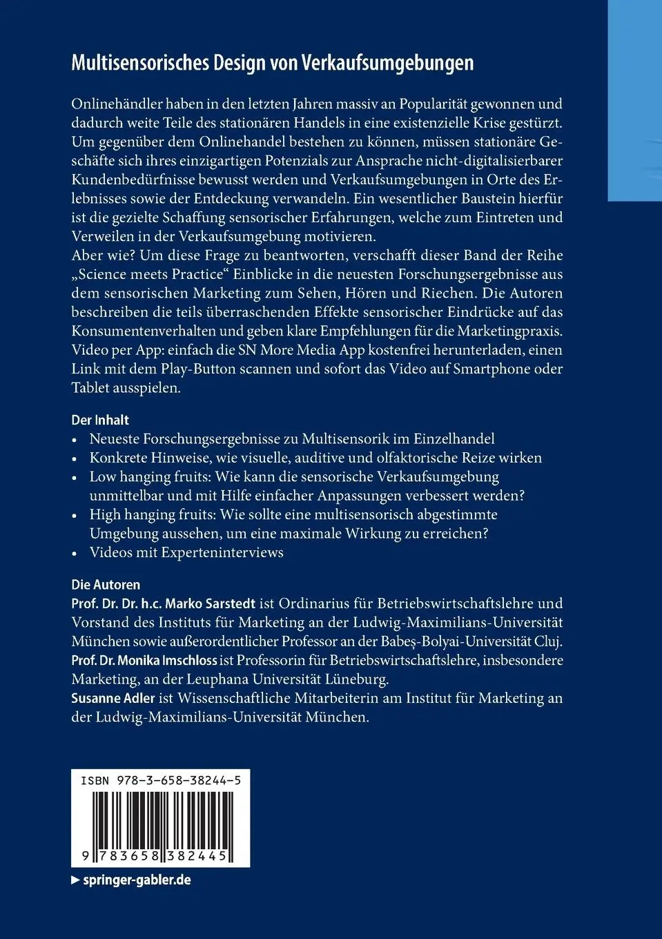 Rückseite: 9783658382445 | Multisensorisches Design von Verkaufsumgebungen | Sarstedt (u. a.)