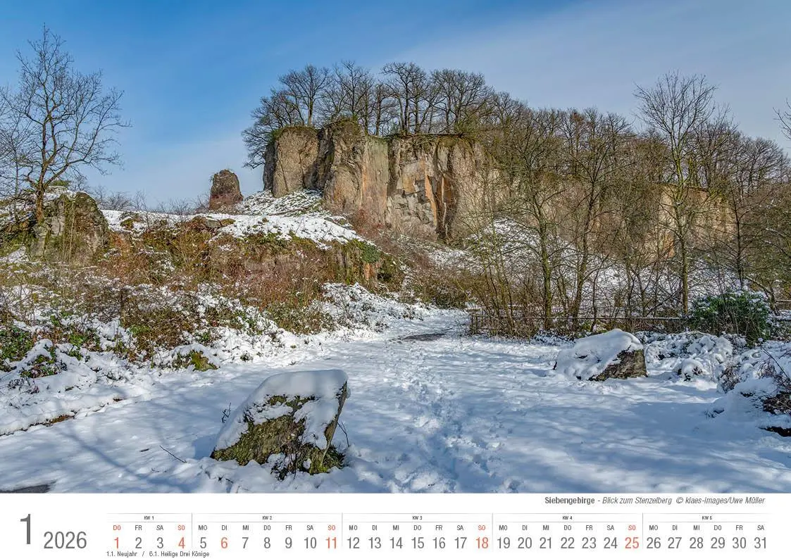 Bild: 9783965352445 | Siebengebirge 2026 Bildkalender A4 quer, spiralgebunden | Holger Klaes