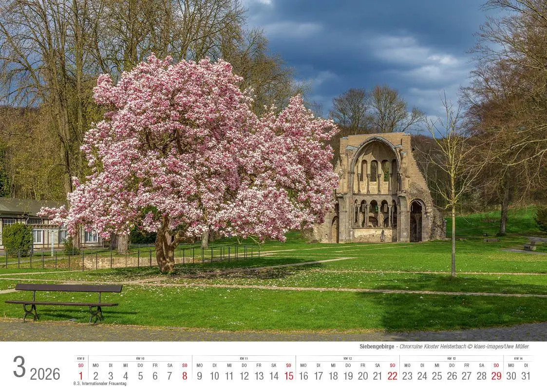 Bild: 9783965352445 | Siebengebirge 2026 Bildkalender A4 quer, spiralgebunden | Holger Klaes