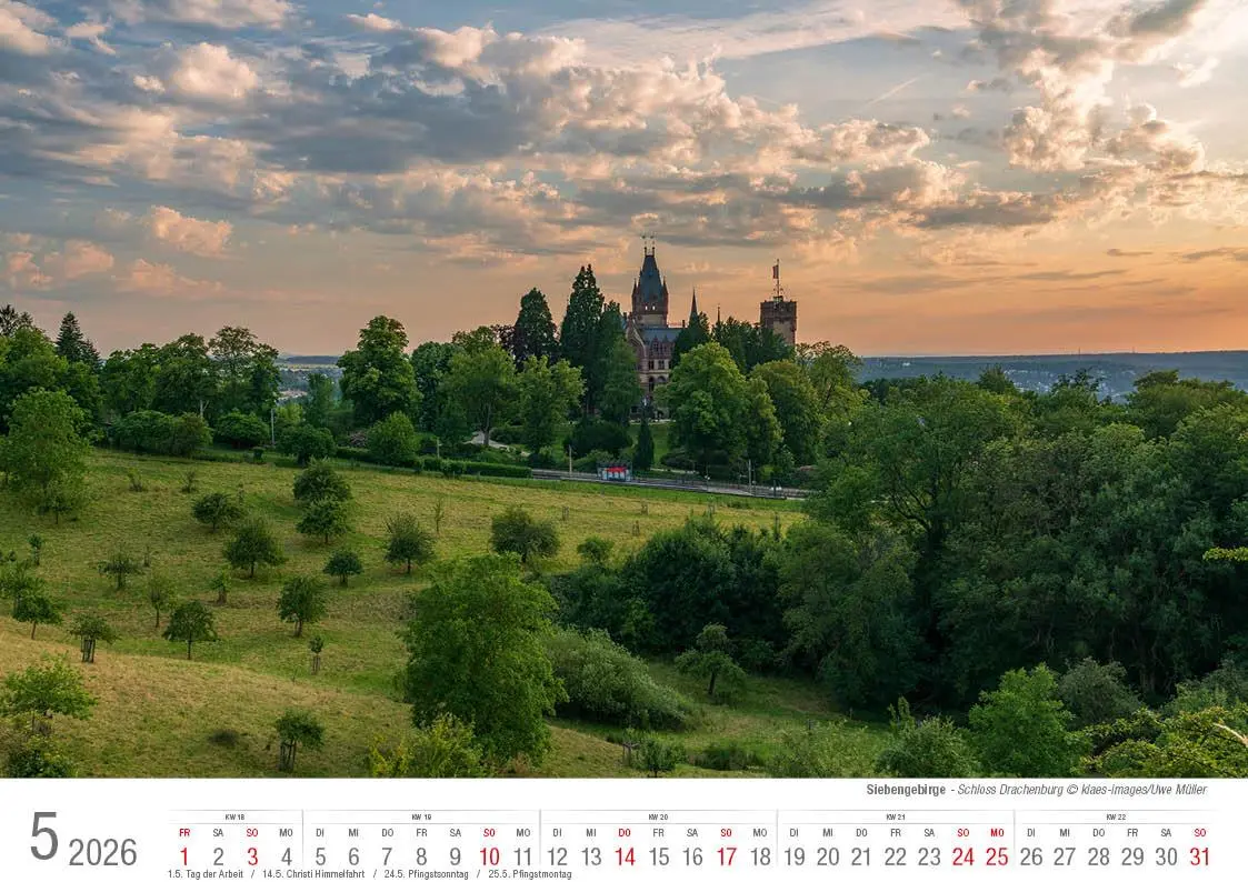 Bild: 9783965352445 | Siebengebirge 2026 Bildkalender A4 quer, spiralgebunden | Holger Klaes